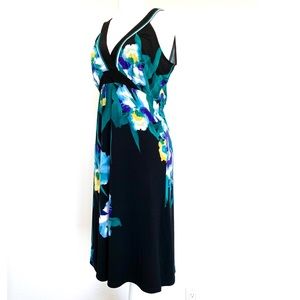 NWT T Tahari Floral Turquoise & Black Dress